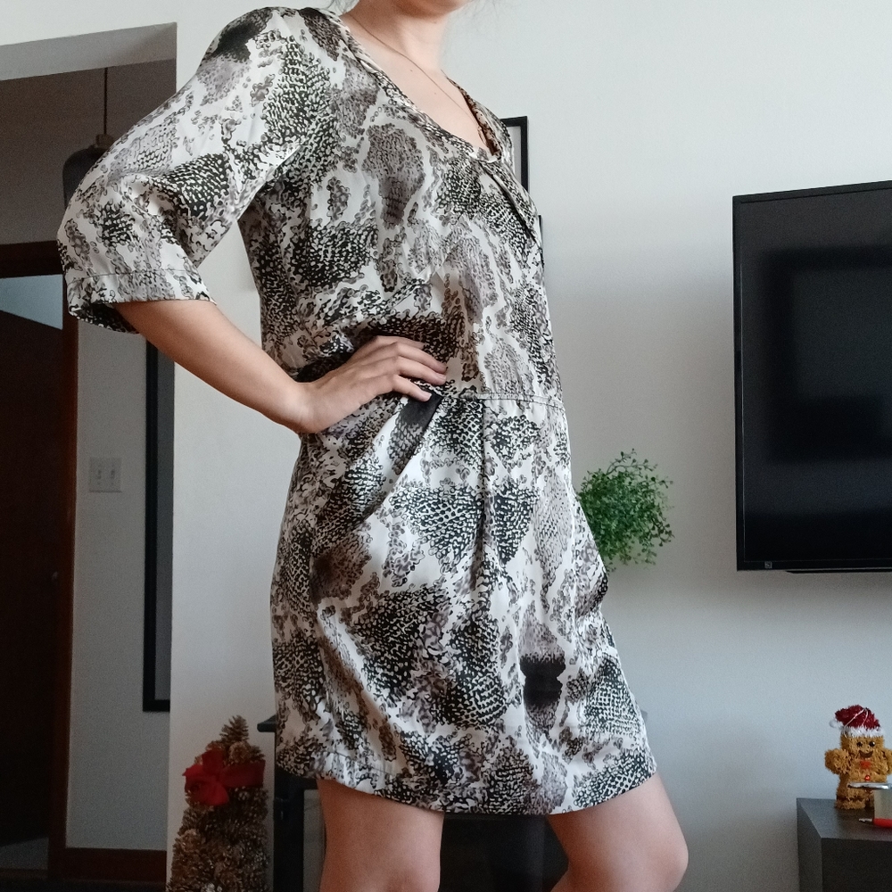 Satin Snakeskin Patterned Dress